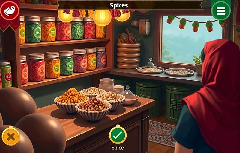 Desi Cumin Crusade Market Gameplay Desi Cumin Crusade gameplay showing a player negotiating spice prices in a traditional Indian market