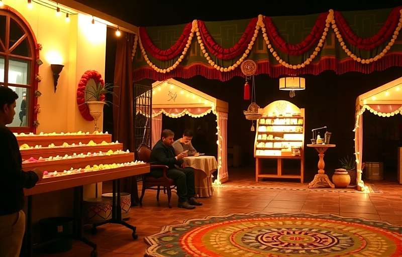 Desi Cumin Crusade Diwali Celebration Desi Cumin Crusade Diwali event showing a market decorated with diyas and rangoli